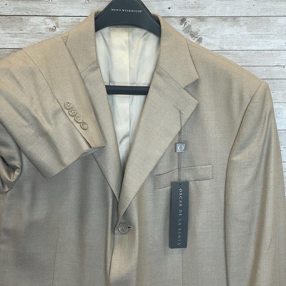 Oscar de la Renta Other - Vtg NWT Oscar De La Renta Mens 44L Blazer Beige Silk/Wool Bend Flex Fit 3-Button